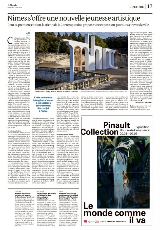 Article paru dans Le Monde (édition presse) 12/04/2024