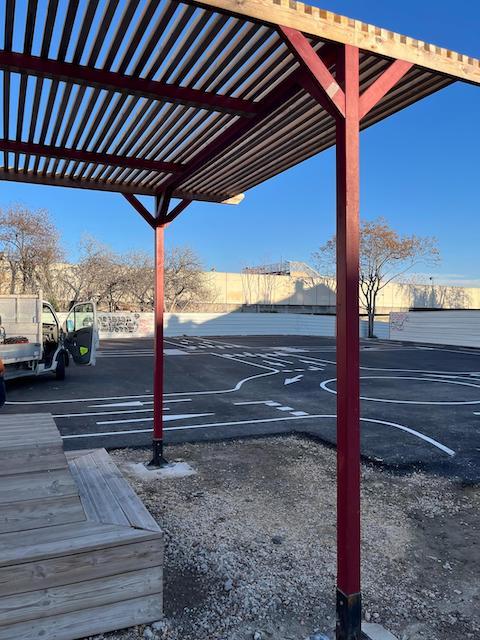 détail ombrière bois